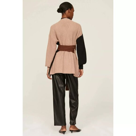 Love, Whit by Whitney Port Brown Color Block Cardigan. - Picture 2 of 8